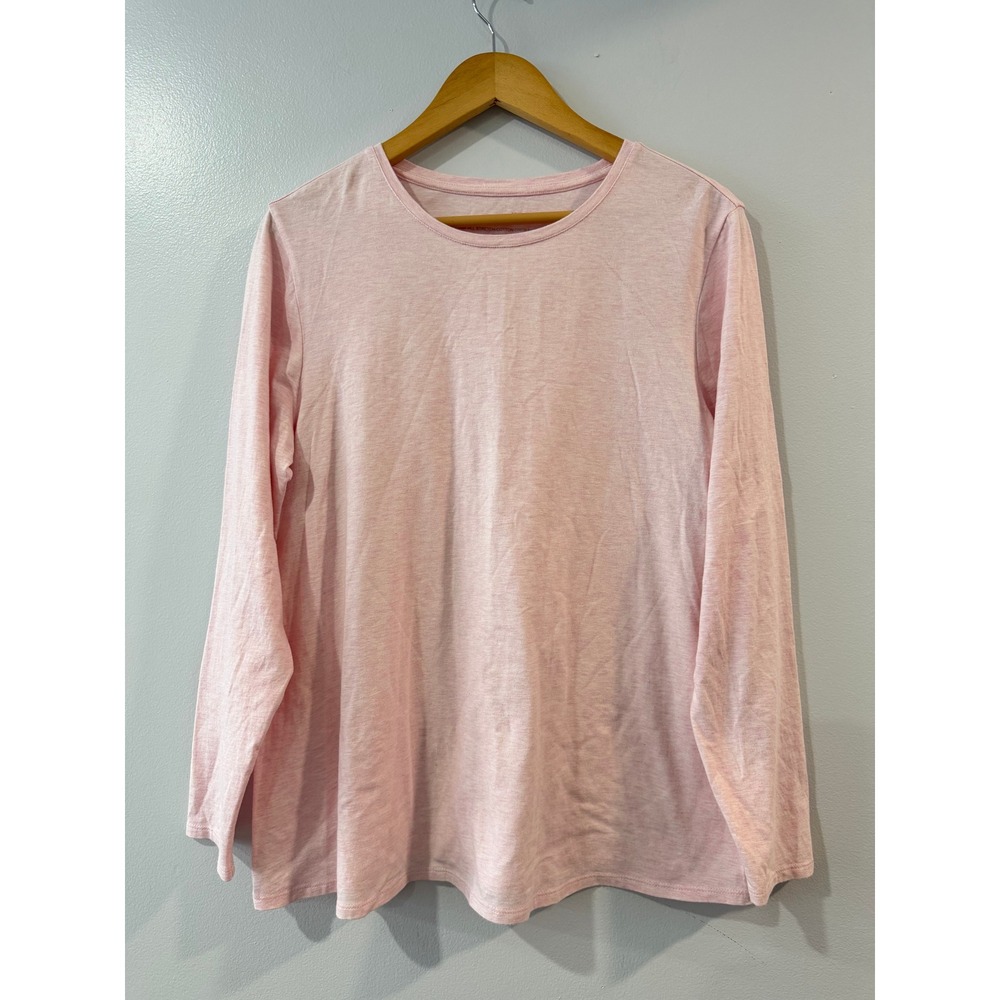 Pure Jill J. Jill Stretch Cotton Crew Neck Tee Pink Heather Long Sleeve 1X